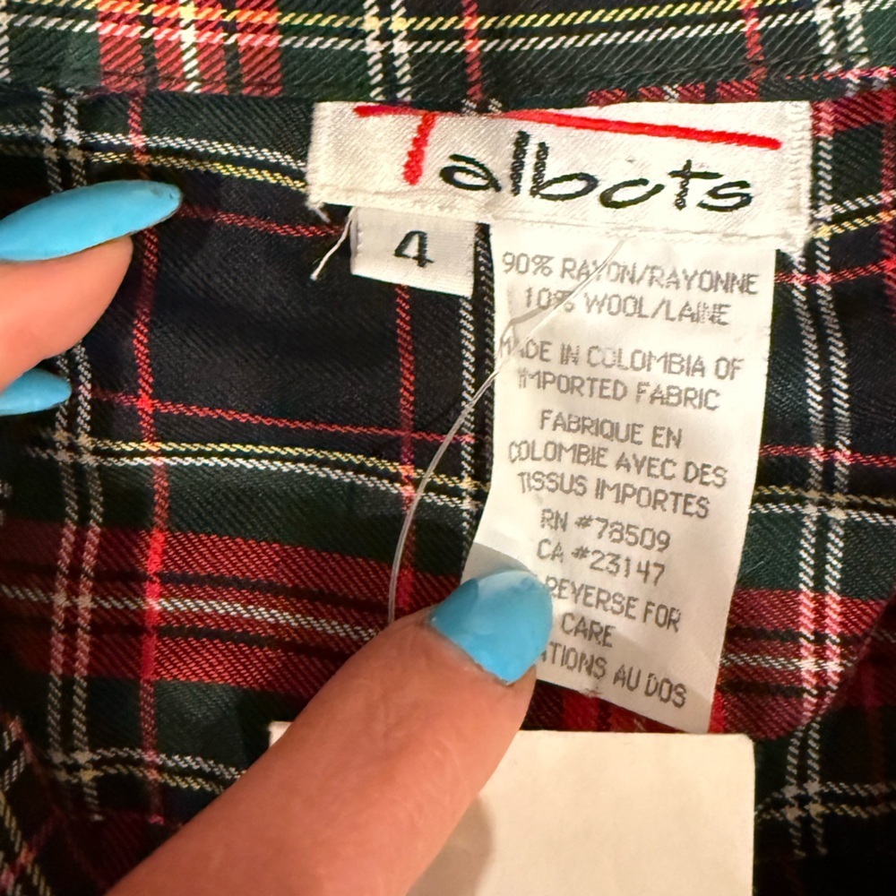 🔥NWT Vintage Women’s Plaid Wrap Shirt Dress - Red & Black Size 4 🔥 - Picture 4 of 5